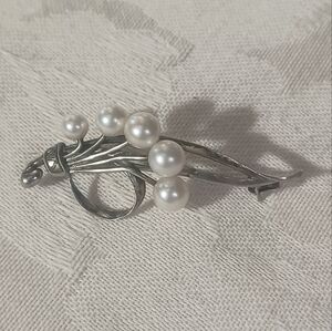 Mikimoto Vintage Akoya Pearl Brooch, Sterling Silver